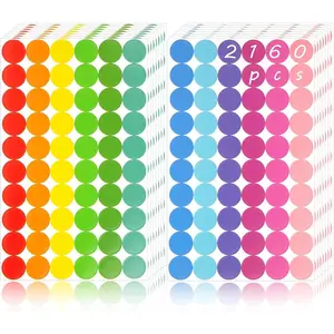 2160 count 3/4 inch Colored Round Coding Dot Labels, 12 Color Polka Circle Label Stickers for  Student Classroom, Garage Sales, Papers