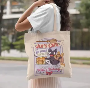 Jiji's Cafe Canvas Tote Bag, Ghibli Inspired Tote Bag