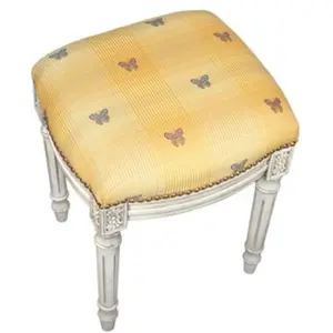 123 Creations  Butterfly-Yellow Fabric Upholstered Stool