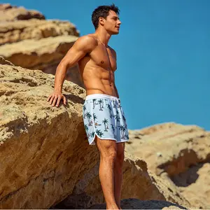 SURF CUZ Mens 5 Inch Swim Trunks with Compression Liner  Swimming Trunks  Retro Swim Shorts with Zipper Pockets