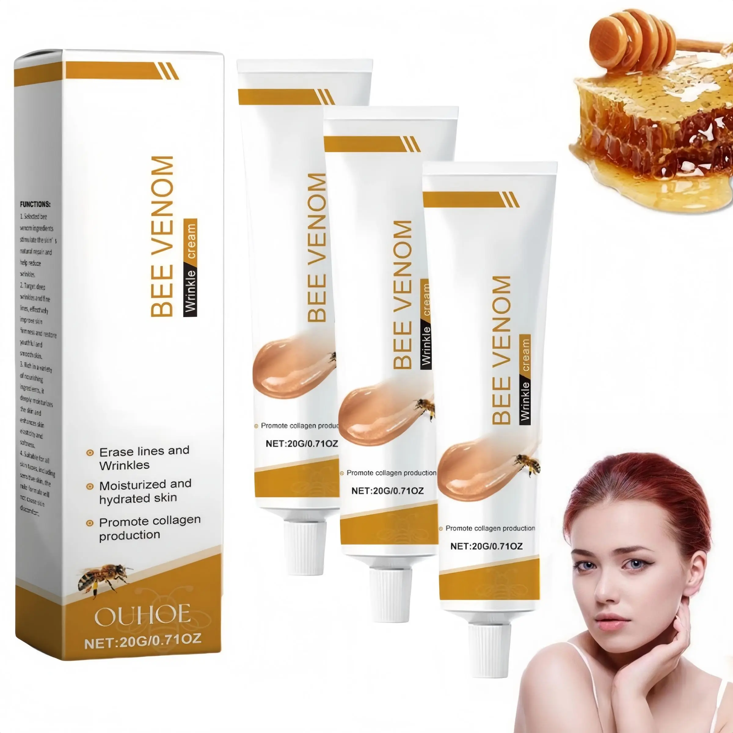 Bee Venom Face Cream, Moisturizing Lifting & Firming Cream, Hydrating Facial Massage Cream for Women & Men, Body Care, Moisturizer