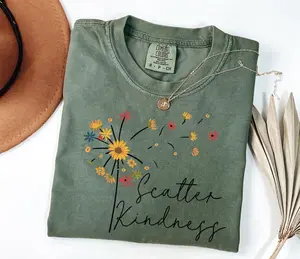 Comfort Colors Be Kind Shirt, Scatter Kindness T Shirt, Positive Quote Shirt, Inspirational Tees, Dandelion Tee, Floral Women Gift