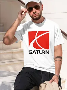 SATURN Logo Snapback Black with Red White Geometric Design Lightweight Fit Perfect Golf Fishing Casual Wear 2026 new model Black White Tee Stylish & Comfortable Loose Crew Neck Short Sleeve T-shirts