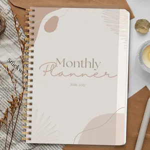 1pc A5 Size 2026.1-2027.12 Minimalist Cover Weekly & Monthly Planner Notebook, 24-Month Calendar Journal, Spiral Bound Planner, Perfect Gift, Back To School, Stylish Productivity Planner for Goal Setting & Time Management