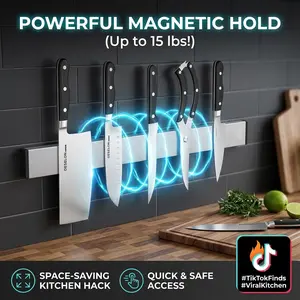 Multi functional strip magnetic knife holder, modern kitchen magnetic knife holder, anti cutting magnetic storage rack, used for storing and organizing household kitchen tool storage, family harmony gifts