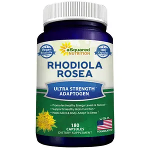 aSquared Nutrition Rhodiola Rosea Supplement 1000mg - 180 Vegan Capsules - Max Strength Rhodiola Root Extract Pills Improve Pure Energy, Brain Function & Stress Relief -Golden Root Herb Powder Tablets