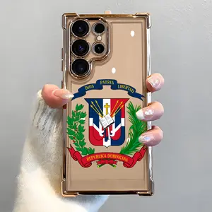 Dominican Republic Emblem Pattern Phone Case, Electroplated Cover with Airbag Shockproof Slim Soft TPU Cover for Samsung S26 S25 S24 S23 S22 Ultra S25Edge S24FE Plus S25+