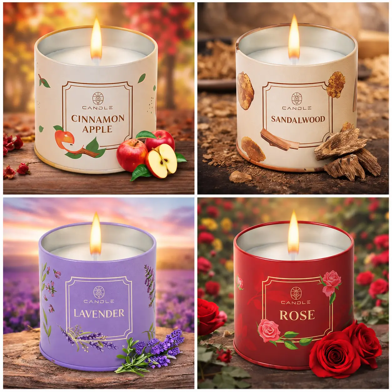 Scented Candles Set, 4 Pack Aromatherapy Jar Candles for Home Decor, Bedroom, Living Room, Gifts