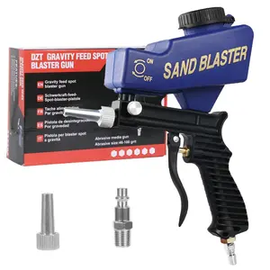Sand Blaster Gun with Gravity Feed,Hobby Handheld Sandblaster Gun for Metal,Wood Paint/Rust Removal and Glass Etching,Up to 90  PSI Blasting Medial,Requires Air Compressor,Blue