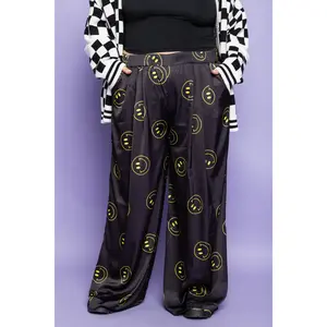 Oh So happy Smiley Face Pants- Black