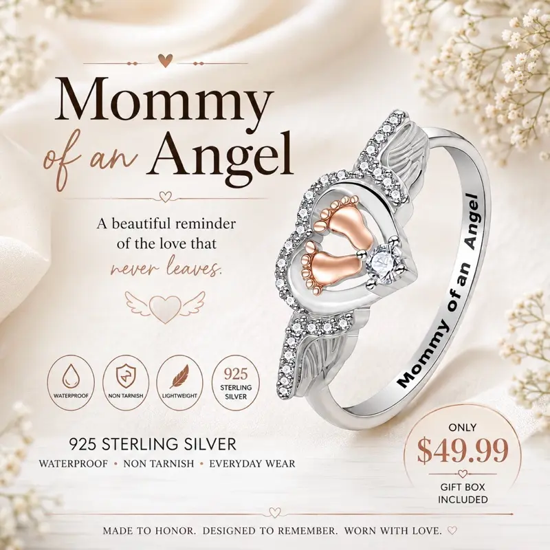 Mommy of an Angel Ring – 925 Sterling Silver Memorial Ring