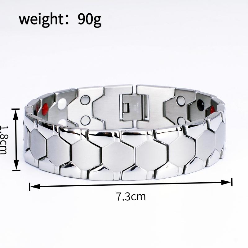 Titanium steel bracelet, wide version, men's stainless steel jewelry, in-stock wholesale, pure titanium magnetic bracelet, high-efficiency magnetic therapy bracelet