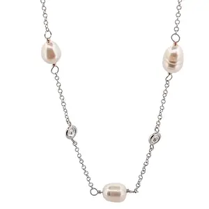 Agua Dulce Pearl Zircon Necklace 925 Sterling Silver