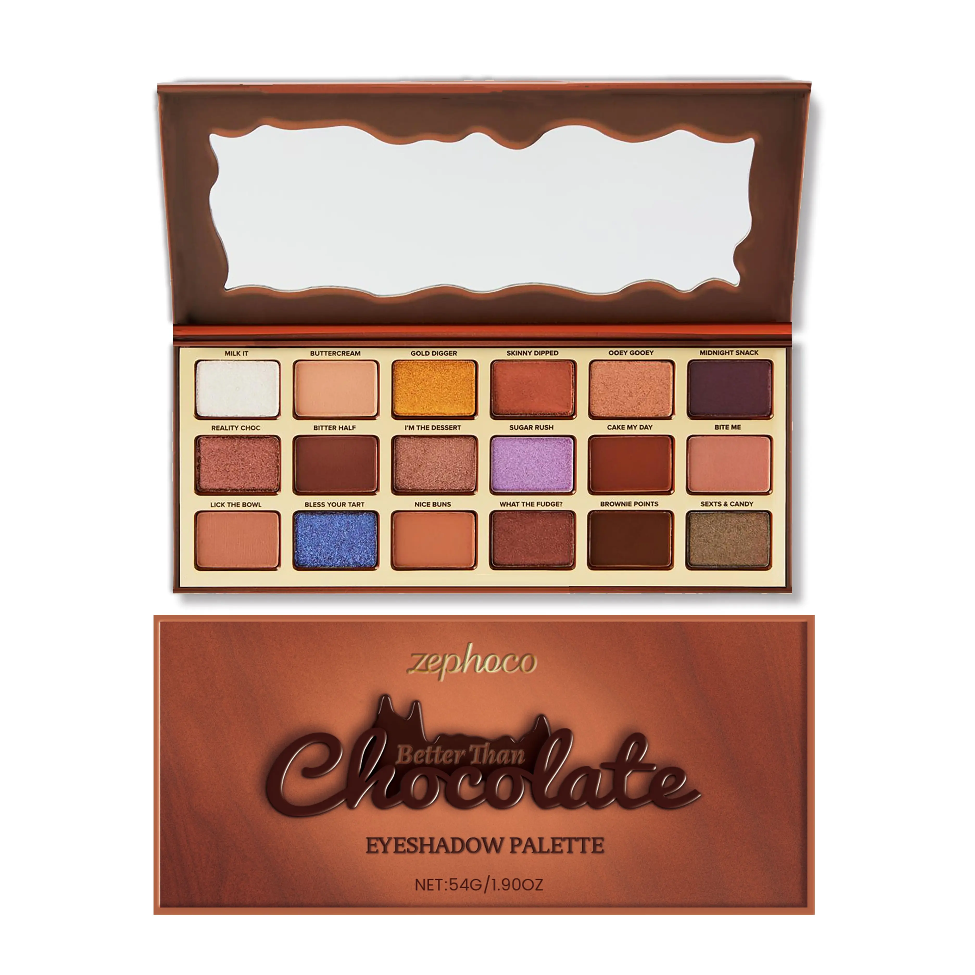Chocolate-Inspired Eyeshadow Palette - Earthy Cold-Tone Shades with Highlighter, Light Colors for Daily Commuting Use