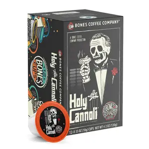 Bones Coffee Company | Holy Cannoli Sweet Cream Flavored Coffee Pods 12 Count Medium Roast Keurig Compatible Bones Coffee Company | Holy Cannoli Sweet Cream Flavored Coffee Pods 12 Count Medium Roast Keurig Compatible