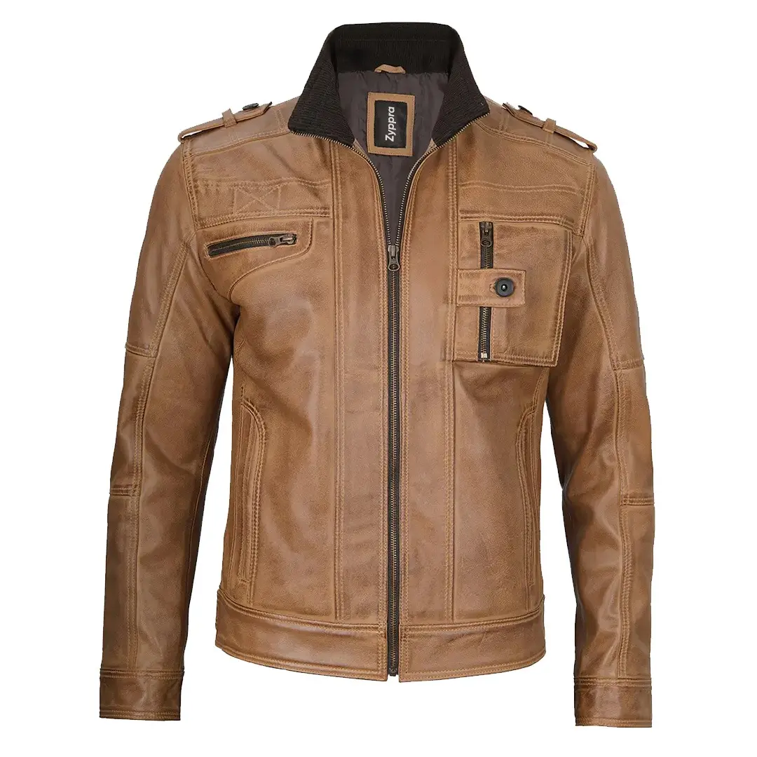 Men's Camel Brown Biker Leather Jacket – Premium Quality, Stylish & Durable Motorcycle Outerwear