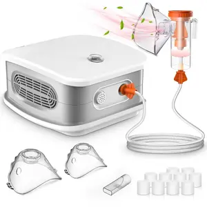 Compressor Nebulizer Machine for Adults Kids Pets, Low Noise ≤50dB Inhaler with Adult Mask, Child Mask & Mouthpiece, 2μm Fine Mist Fast Atomization Home Respiratory Therapy Equipment