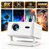 Qawtor LCD Smart Projector - Native 1080P Full HD, 1200 ANSI Lumens, Android 14 Lightweight Portable Tabletop, WiFi 6, Bluetooth 5.4, Auto Focus, Keystone Correction, 4K Supported, Smooth Movies & Games, USB Connection, 1-Step Setup, Projector for Bedroom