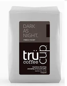 trücup low-acid French roast, full bodied with a hint of smoke. Beverage Dark