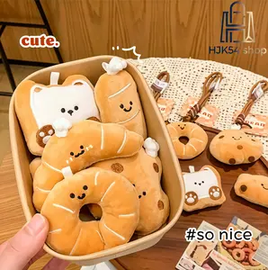 Cute Plush Bread Keychain Set - Kawaii Croissant, Baguette & Bagel Charms, Soft Stuffed Food Key Ring, Aesthetic Bag Pendant for Teens, Gift for Bread Lovers