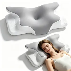 Cooling Contoured Neck Pillow | Ergonomic Memory Foam with Armrest for Deep Sleep & All Positions