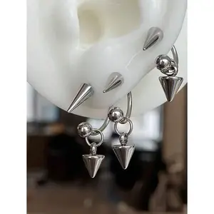 Earrings in Gothic punk rock style, stainless steel spiral perforated earrings suitable for daily wear by men and women