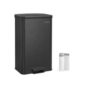 SONGMICS Kitchen Trash Can, 10.5 Gallon (40 L) Garbage Can, Large Step Trash Bin with Lid, Stainless Steel, Soft Close