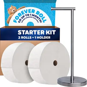 Toilet Paper Ultra Soft, Forever Roll Starter Kit, 1 Holder, 2 Rolls, 2-ply Bath Tissue