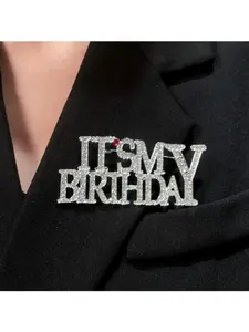 1pc Luxury English Letter Brooch, Fashion High-End Lapel Pin for Men & Women, Versatile Suit Decoration Accessory for Daily Wear, Perfect Holiday Birthday Gift & Birthday Party Decor