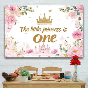 Floral Princess Birthday Banner, 1 Count Princess Birthday Party Backdrop, Wall Decoration, Birthday Party Decoration, Home Decor, Outdoor Decoration, Ornaments