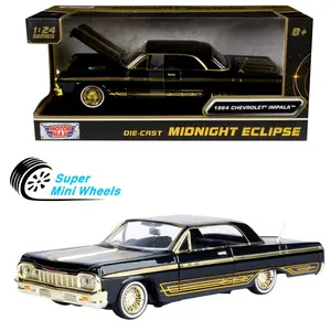 Motormax 1:24 Midnight Eclipse 1964 Chevrolet Impala Lowrider Black with Gold
