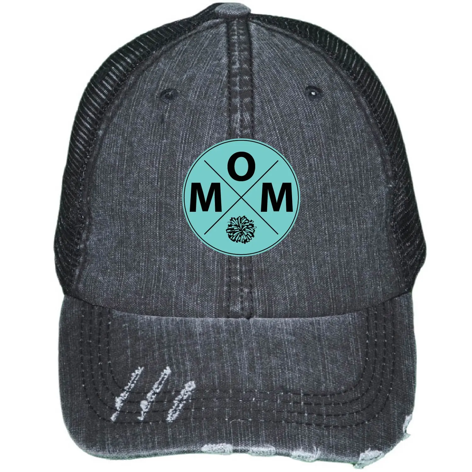 Cheer Mom Hat, Personalized Leather Patch Cap, Custom Cheerleading Mom Gift, Game Day Trucker Hat, Cheer Squad Mom Cap