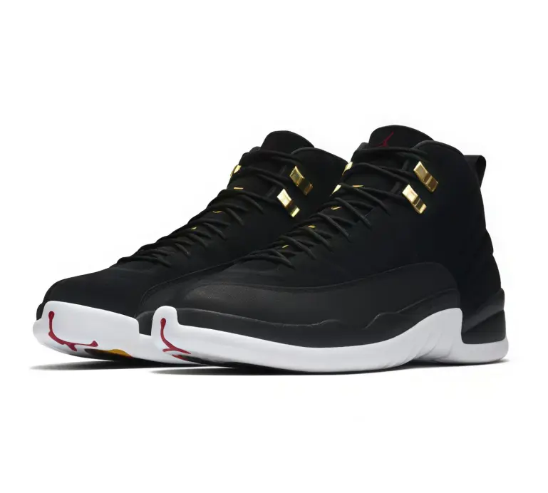 Solid black matte soft suede high-top retro basketball sneakers featuring scuff-proof dual-tone creamy white black layered rubber outsoles with polished gold metal hardware accents, tear-resistant sweat-wicking soft matte suede construction