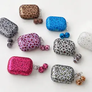 Leopard Print Airpods Case Cheetah Preppy For Airpods 4 3 1st 2nd Generation, Cute Aesthetic Cover Protective Case for Airpods Pro3/2/1 Cover with Charm for Girls Women