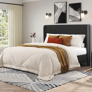 [ONLY INCLUDED BED] AMERLIFE Upholstered Bed Frame, Easy Assembly Full Size Bed Frame, Modern Bed Platform with Corduroy Headboard, Wooden Slats Support, No Box Spring