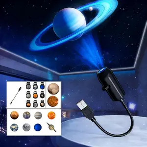 360° Rotating Galaxy Projector Set, LED Star Night Light 10 Modes USB Powered, Portable Planet Lamp for Christmas Bedroom Party Father’s Day Present