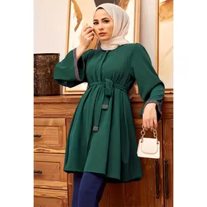 Women'SElegantRhinestoneEmbellishedPolyesterShirt6332-1,SolidColor,RegularLength,All-SeasonWovenTopwithBeltDetail,100%Polyester130g/m2