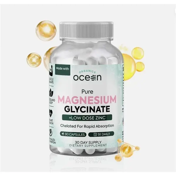 Organics Ocean Pure Magnesium Glycinate with Zinc - Strength-Chelated Dietary Mineral Supplement, 90 Count