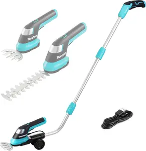 Hedge Trimmer, 7.2V Grass Trimmer & with 50" Wheeled Extension Pole, USB Type-C Cable and-in Li-ion Battery, for, Yard and Lawn