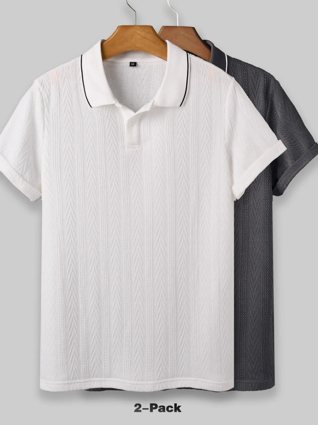 Men's Solid Color Plain Jacquard Knits Fabric Polo Shirt, Regular Fit Casual Breathable Short Sleeve Collared Top for Summer, Fashion Men's Clothes for Daily Wear, Menswear