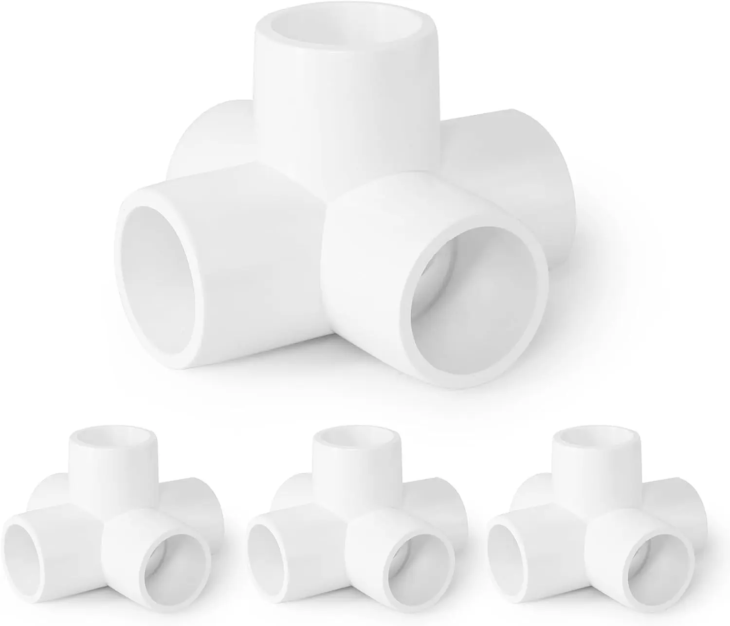 5 Way PVC Pipe Fittings 1/2 Inch,  White PVC Elbow Corner Side Outlet Tee Fitting, SCH40 Furniture Grade Pipe Connectors - Fits 1/2" Polyvinyl Chloride Pipes, 12 count