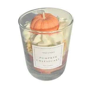 Sweet Essence Pumpkin Cheesecake Soy Candle - Hand-Poured - Cozy Fall Scent - 12oz - Aromatherapy - Spiced Pumpkin & Creamy Vanilla - Natural Soy Wax - Eco-Friendly & Non-Toxic - Perfect Gift for Fall Lovers