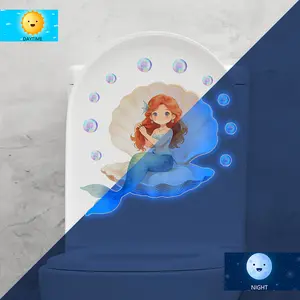 1 Pc 20×20cm Mermaid Shell Bubble Flat Blue Light Glow in the Dark Wall Sticker for Living Room Bedroom Home Background Wall Decor
