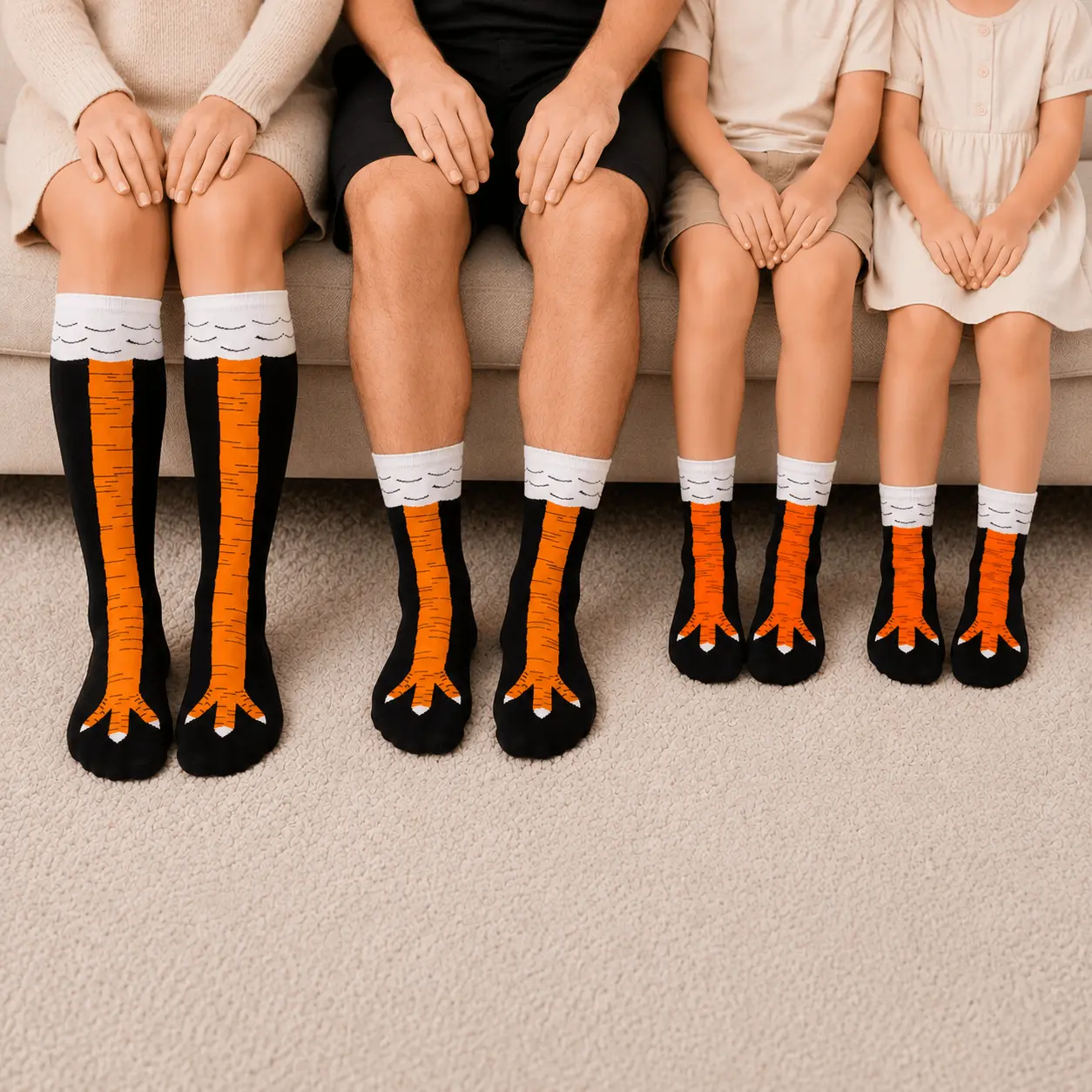 Family Matched Chicken Leg Crew Socks, Goofy Holiday Gift, Bird Leg Stocking, Novelty Hosiery, Duck Leg