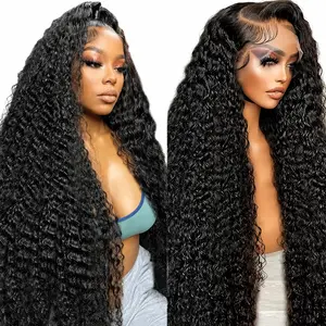 13x4 Deep Wave Lace Front Wigs Human Hair Deep Wave Frontal Wig Human Hair Pre Plucked 180 Density Glueless Virgin Deep Wave Wig for Women