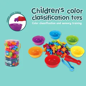 Color Sorting Toy With Sorting Bowl:64pcs Ocean Animals Counting Matching Game Math Learning Activity Educational Sensory Toy
