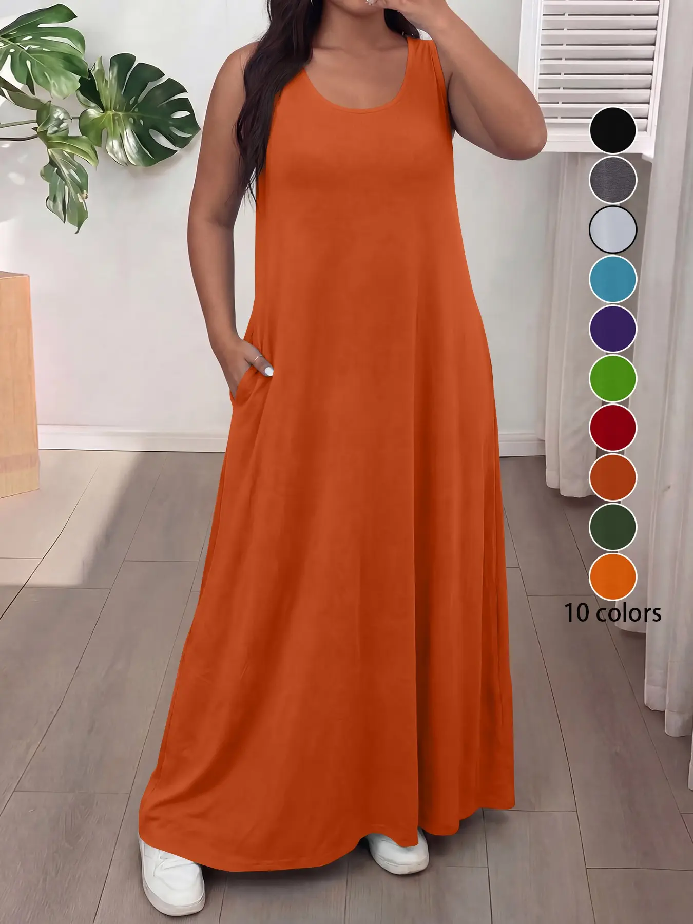 chinese dress ladies Plus-Size Long Casual Sleeveless Maxi Dress– PromGirl main image 0