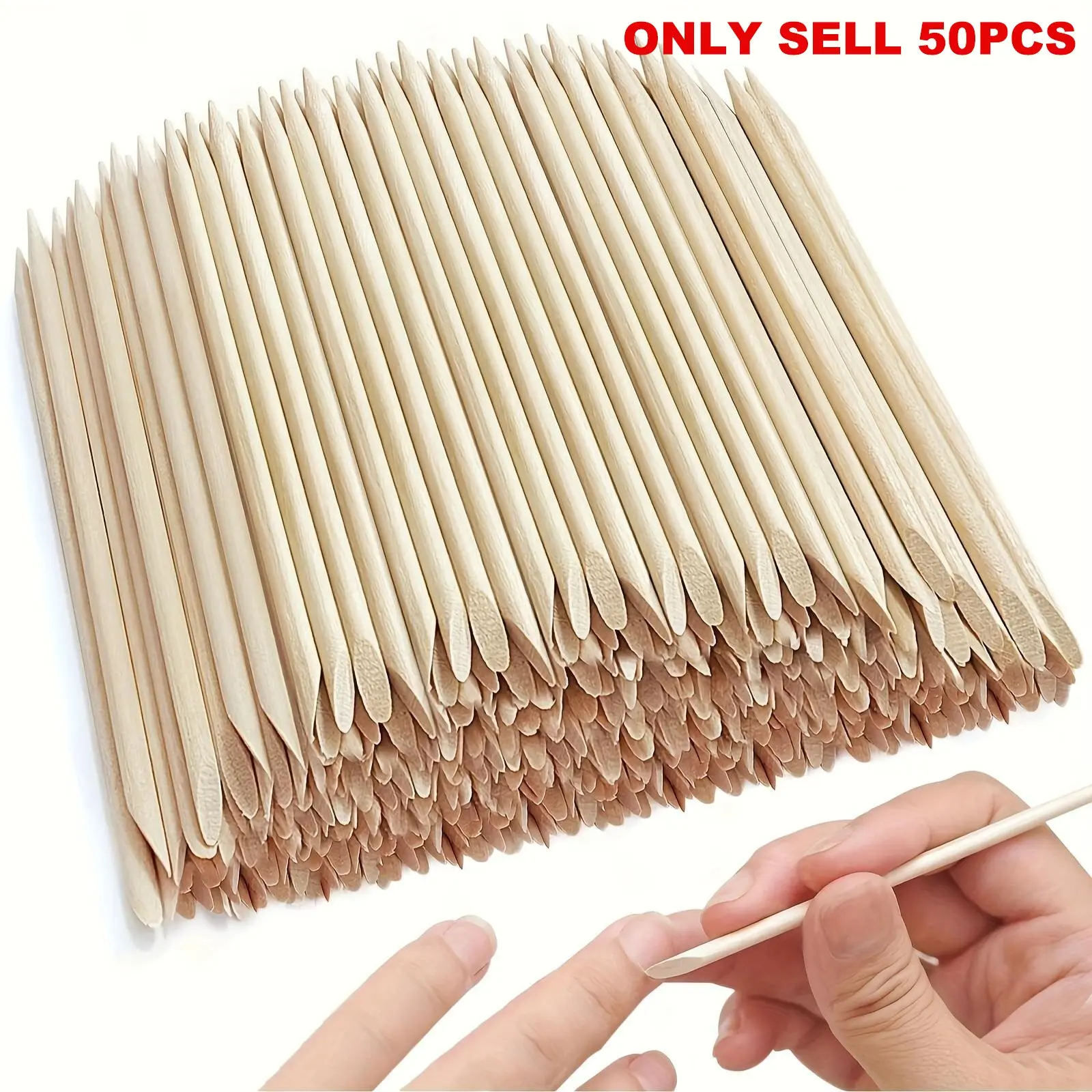 50pcs Nail Stick 4.5 Inches, Wooden Cuticle Pusher and Removal Kit, Non-Toxic, Skin-Safe, Gentle, Manicure and Pedicure Tools, Home and Salon Disposable Design Kit
