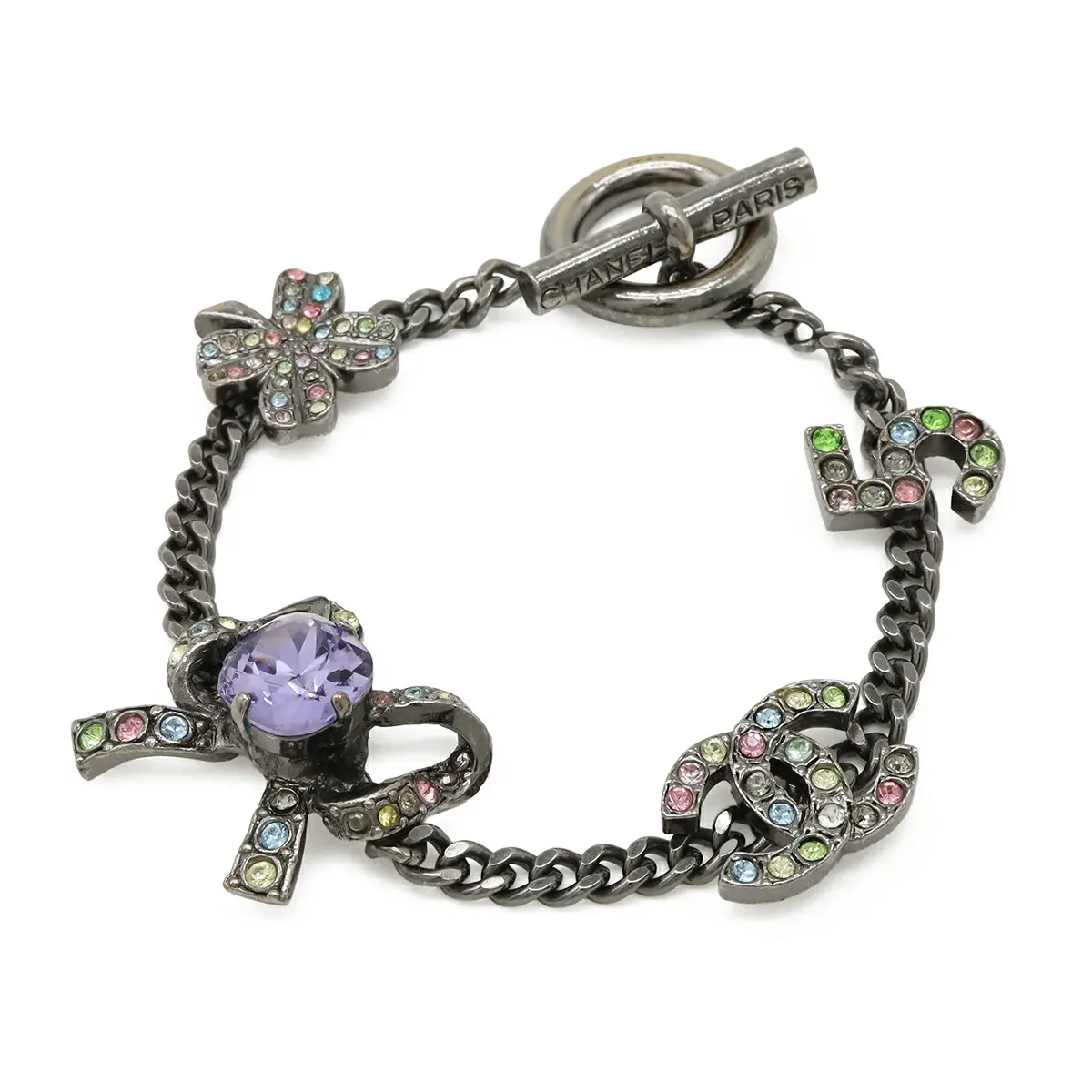 Pre-owned CHANEL Iron Small Leather Goods No.5 Charm Bracelet