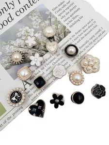 16-Piece Set Pearl Flower Heart Print DIY Shoe Decorative Buckles, Shoe Charms, Suitable for Holey Shoes, Sandals, Slippers, Sports Shoes